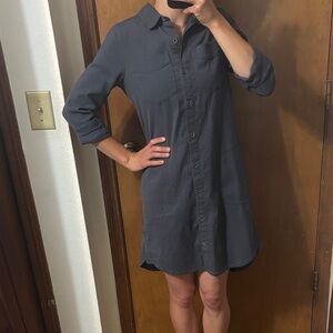 Prana Charcoal Button-Up Shirt Dress